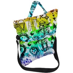 Rainbow Scene Kid Sketches Fold Over Handle Tote Bag