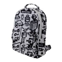 Robot Crowd Flap Pocket Backpack (large) by ArtistRoseanneJones