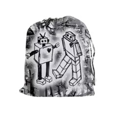 Robot Love Drawstring Pouch (xl) by ArtistRoseanneJones