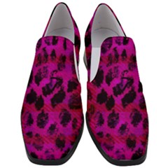 Pink Leopard Women Slip On Heel Loafers by ArtistRoseanneJones