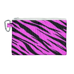 Pink Tiger Canvas Cosmetic Bag (large) by ArtistRoseanneJones