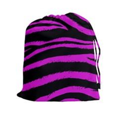 Pink Zebra Drawstring Pouch (xxl) by ArtistRoseanneJones