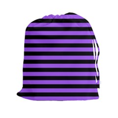 Purple Stripes Drawstring Pouch (xxl) by ArtistRoseanneJones