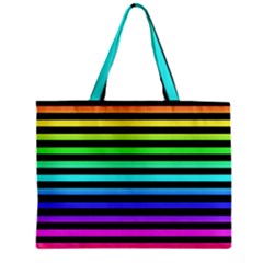 Stripes Rainbow Zipper Mini Tote Bag by ArtistRoseanneJones