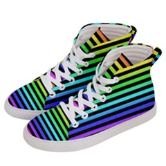 Stripes Rainbow Women s Hi-top Skate Sneakers by ArtistRoseanneJones