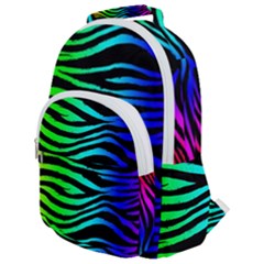 Rainbow Zebra Rounded Multi Pocket Backpack by ArtistRoseanneJones