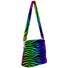 Rainbow Zebra Zipper Messenger Bag by ArtistRoseanneJones