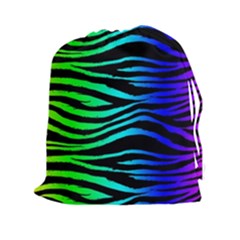 Rainbow Zebra Drawstring Pouch (xxl) by ArtistRoseanneJones
