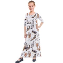 Hufflepuff Pattern Kids  Quarter Sleeve Maxi Dress by Sobalvarro