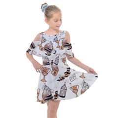 Hufflepuff Pattern Kids  Shoulder Cutout Chiffon Dress by Sobalvarro