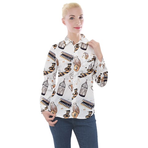 Hufflepuff Pattern Women s Long Sleeve Pocket Shirt by Sobalvarro