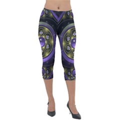 Fractal Sparkling Purple Abstract Lightweight Velour Capri Leggings  by Pakrebo