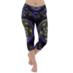 Fractal Sparkling Purple Abstract Lightweight Velour Capri Yoga Leggings by Pakrebo