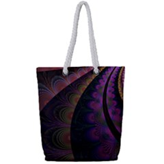 Fractal Colorful Pattern Spiral Full Print Rope Handle Tote (Small)