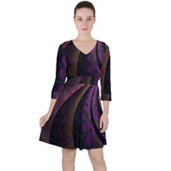 Fractal Colorful Pattern Spiral Ruffle Dress