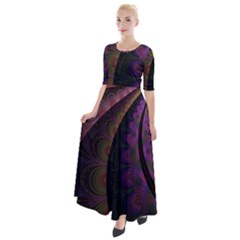 Fractal Colorful Pattern Spiral Half Sleeves Maxi Dress