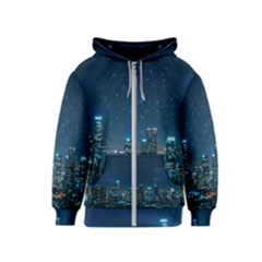 Smart City Communication Network Kids  Zipper Hoodie by Pakrebo