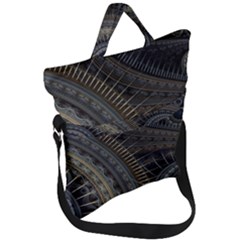 Fractal Spikes Gears Abstract Fold Over Handle Tote Bag by Pakrebo