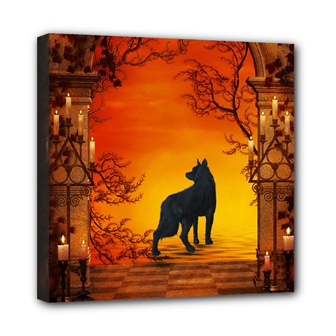 Wonderful Wolf In The Night Mini Canvas 8  X 8  (stretched) by FantasyWorld7