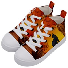Wonderful Wolf In The Night Kids  Mid-top Canvas Sneakers by FantasyWorld7