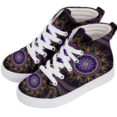 Fractal Vintage Colorful Decorative Kids  Hi-top Skate Sneakers by Pakrebo