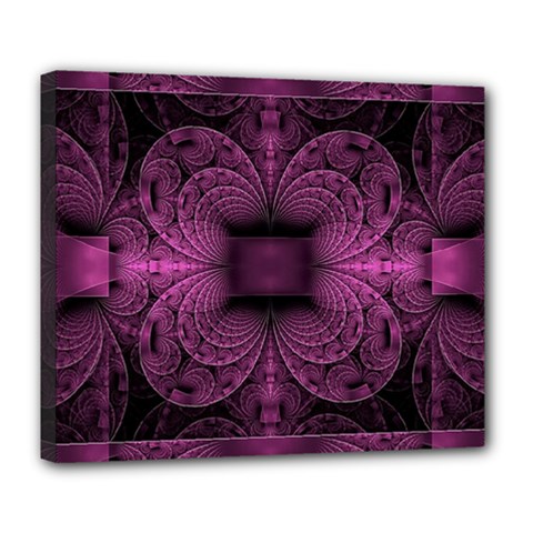 Fractal Magenta Pattern Geometry Deluxe Canvas 24  X 20  (stretched)