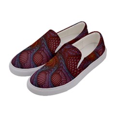 Fractal Red Fractal Art Digital Art Women s Canvas Slip Ons by Pakrebo