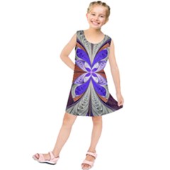 Fractal Splits Silver Gold Kids  Tunic Dress by Pakrebo