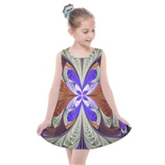 Fractal Splits Silver Gold Kids  Summer Dress by Pakrebo