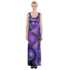 Abstract Pattern Fractal Wallpaper Maxi Thigh Split Dress by Pakrebo
