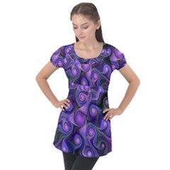 Abstract Pattern Fractal Wallpaper Puff Sleeve Tunic Top by Pakrebo