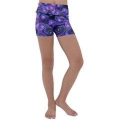 Abstract Pattern Fractal Wallpaper Kids  Lightweight Velour Yoga Shorts by Pakrebo