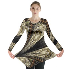 Fractal Abstract Pattern Spiritual Long Sleeve Tunic  by Pakrebo