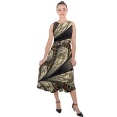 Fractal Abstract Pattern Spiritual Midi Tie-back Chiffon Dress by Pakrebo