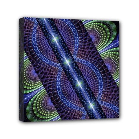 Fractal Blue Lines Colorful Mini Canvas 6  X 6  (stretched) by Pakrebo