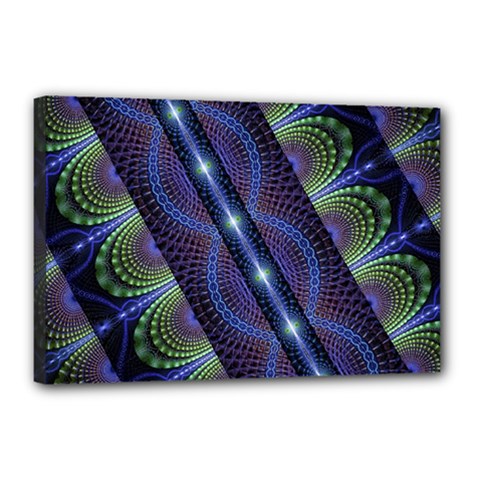 Fractal Blue Lines Colorful Canvas 18  X 12  (stretched) by Pakrebo