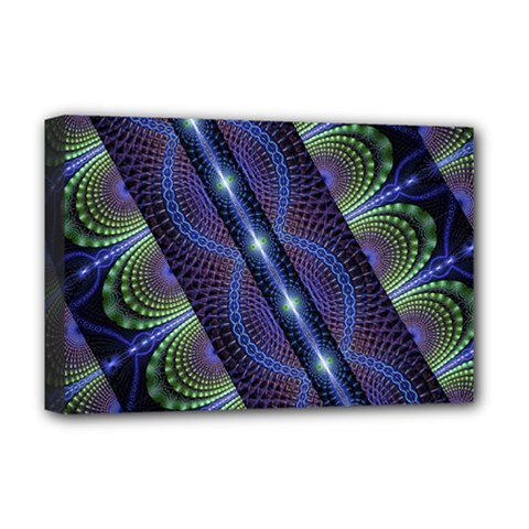 Fractal Blue Lines Colorful Deluxe Canvas 18  X 12  (stretched) by Pakrebo