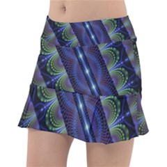 Fractal Blue Lines Colorful Tennis Skirt by Pakrebo