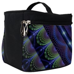 Fractal Blue Lines Colorful Make Up Travel Bag (big) by Pakrebo