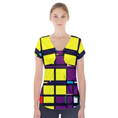 Design Pattern Colors Colorful Short Sleeve Front Detail Top by Pakrebo
