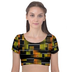 Pattern Wallpaper Background Velvet Short Sleeve Crop Top  by Pakrebo