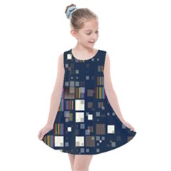 Blocks Pattern Rainbow Texture Kids  Summer Dress