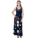 Blocks Pattern Rainbow Texture Sleeveless Velour Maxi Dress View1