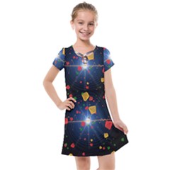 Technology Background Pattern Kids  Cross Web Dress by Pakrebo