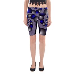 Balls Circles Fractal Silver Blue Yoga Cropped Leggings by Pakrebo