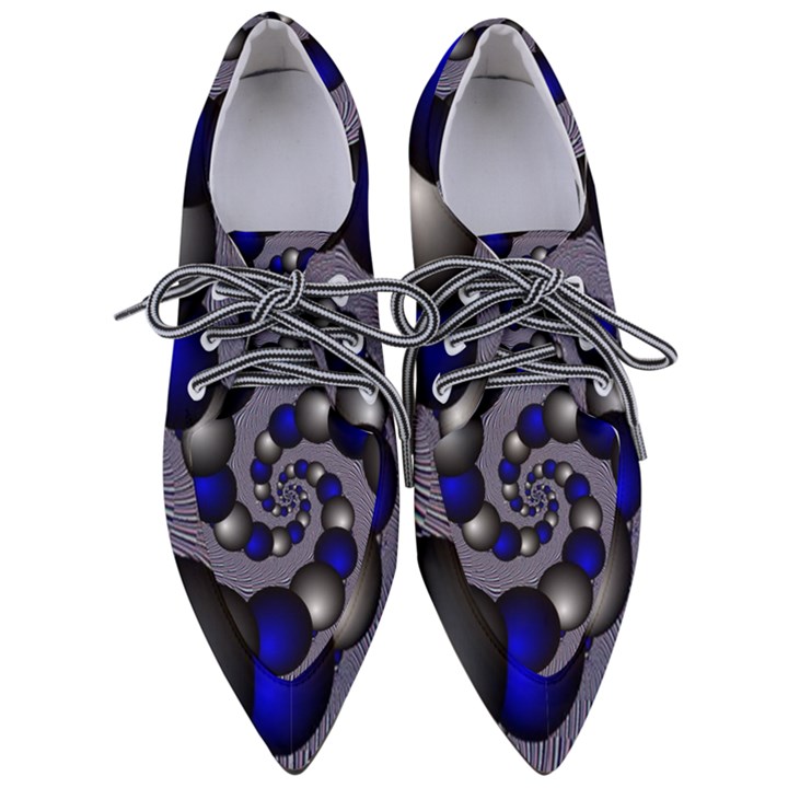 Balls Circles Fractal Silver Blue Pointed Oxford Shoes