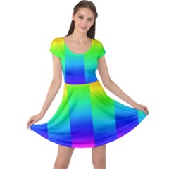 Rainbow Colour Bright Background Cap Sleeve Dress by Pakrebo