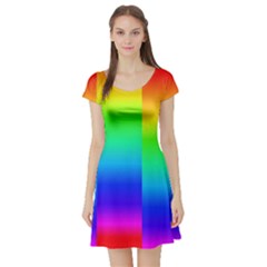 Rainbow Colour Bright Background Short Sleeve Skater Dress