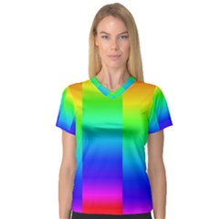 Rainbow Colour Bright Background V-Neck Sport Mesh Tee