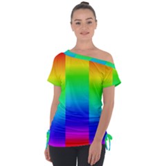 Rainbow Colour Bright Background Tie-Up Tee